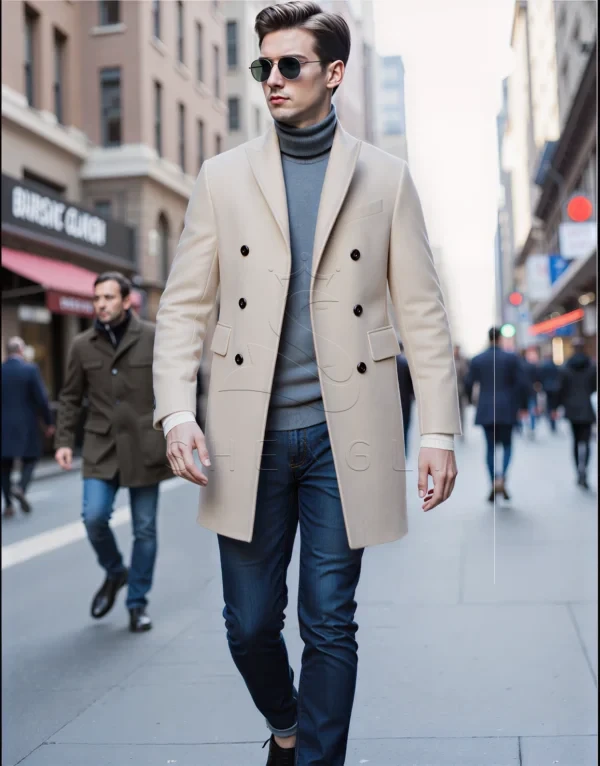 Custom Sand Wool Cashmere Overcoat | Premium Italian Fabric | OEM Manufacturing