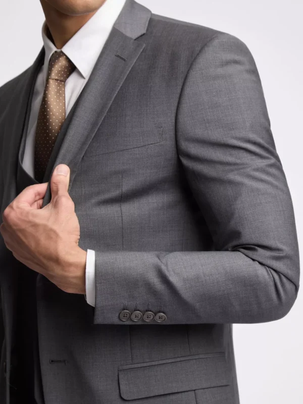 006002104alt3 Custom Charcoal Panama Wool Blend Suit Jacket | Slim Fit Blazer for OEM Manufacturing