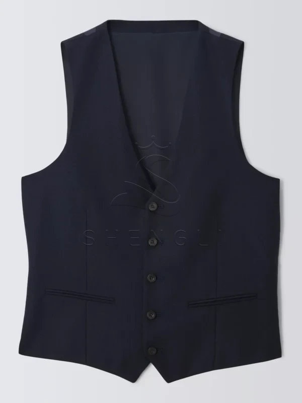 008912781alt3 Stanton Super 100's Grid Regular Fit Waistcoat, Navy - Custom OEM Manufacturing