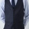 008912781alt5 Stanton Super 100's Grid Regular Fit Waistcoat, Navy - Custom OEM Manufacturing