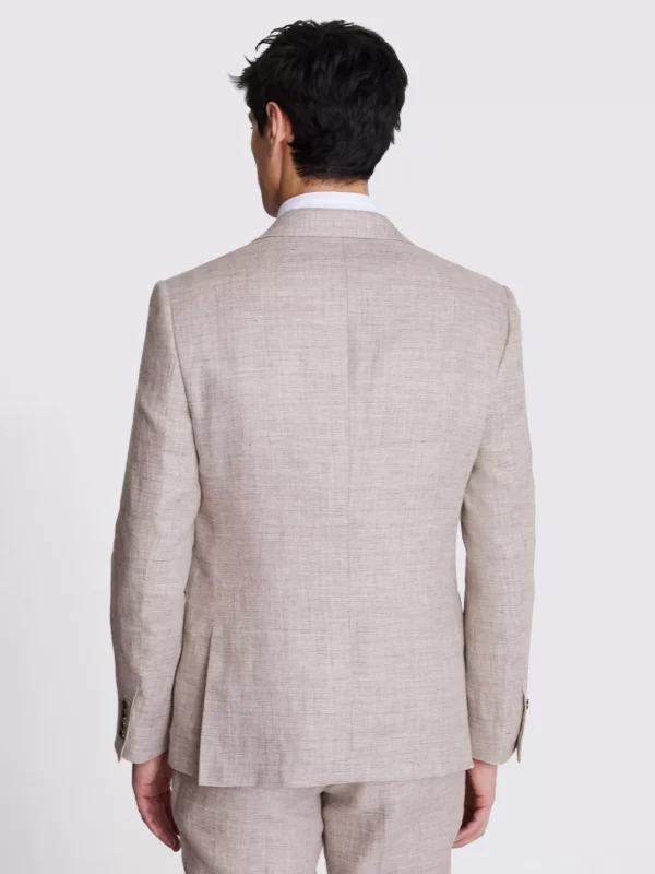 Beige Linen Slim Fit Suit Jacket - Lightweight, Tailored for a Sleek Silhouette