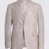 Beige Linen Slim Fit Suit Jacket - Lightweight, Tailored for a Sleek Silhouette