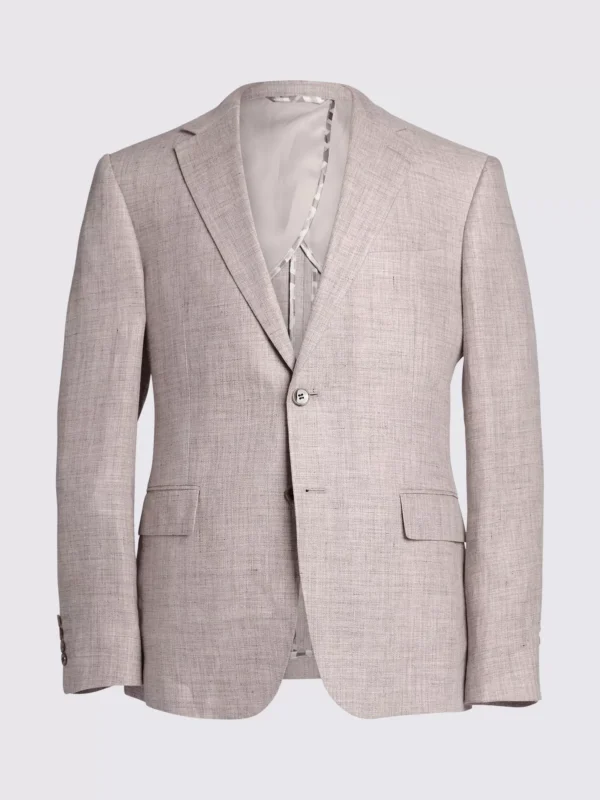 Beige Linen Slim Fit Suit Jacket - Lightweight, Tailored for a Sleek Silhouette