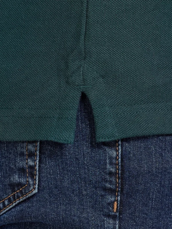 Cotton Regular Fit Long Sleeve Pique Polo Shirt, Forest