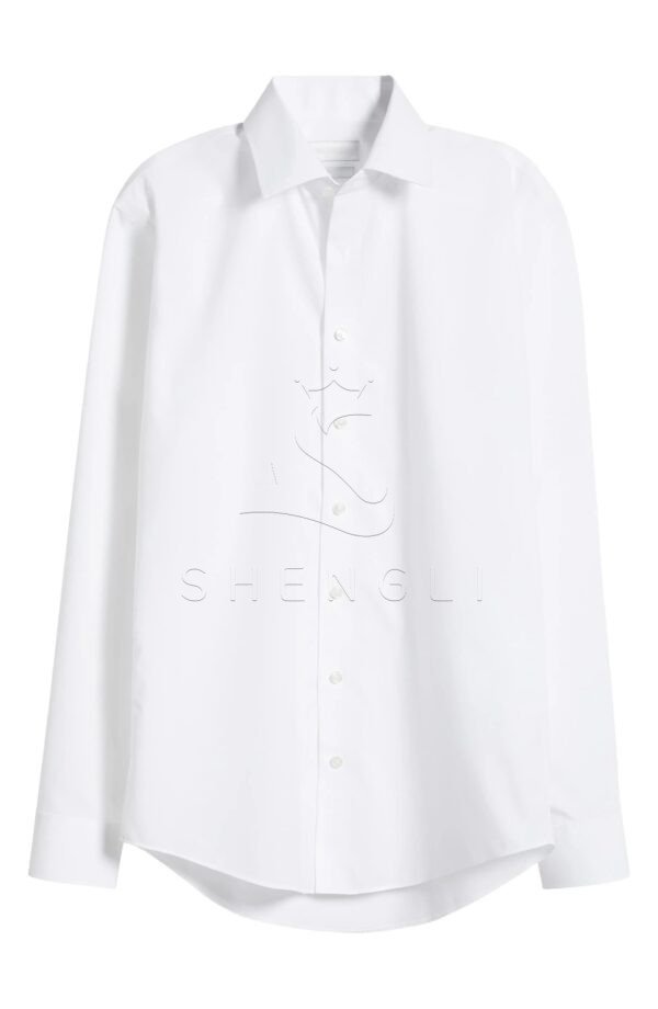 Premium Non-Iron White Dress Shirt | Trim Fit 100% Cotton | Custom OEM Service for Corporate