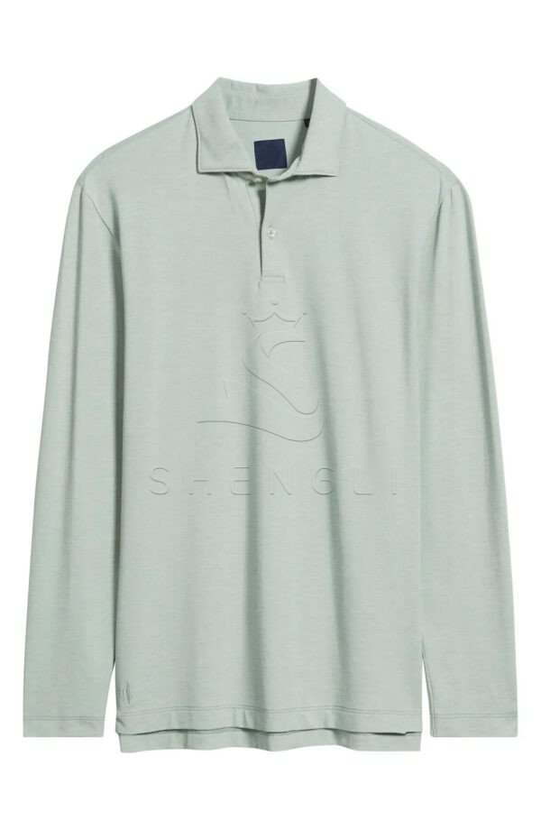Meadow Green Idris Long Sleeve Polo Shirt | Premium Pima Cotton Blend | Custom OEM Service