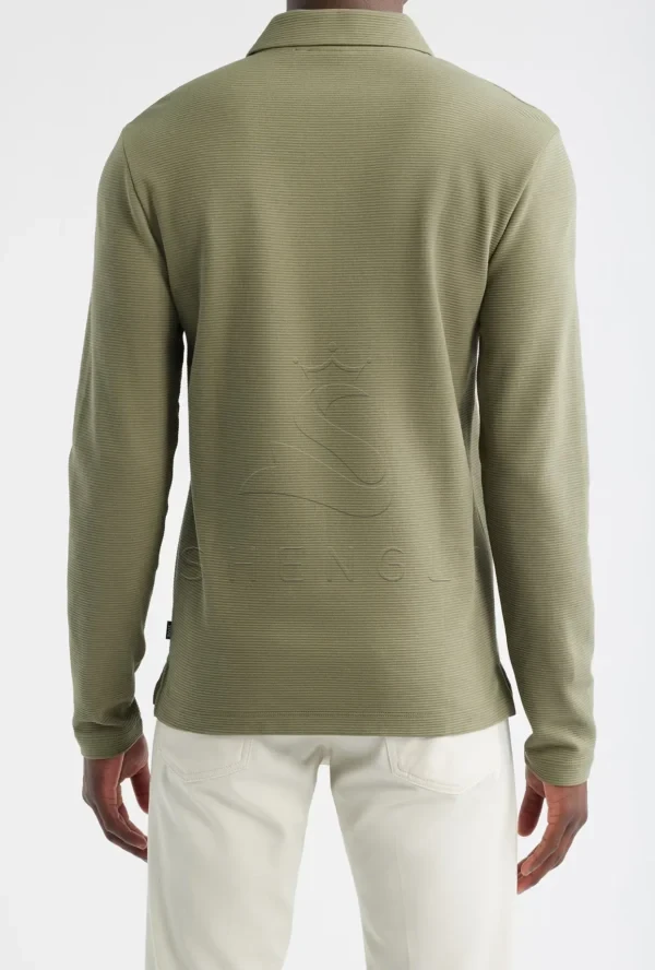Custom Medium Green Long Sleeve Polo Shirt | 100% Cotton Slim Fit | OEM Embroidery Available