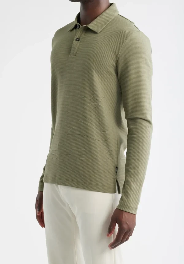 Custom Medium Green Long Sleeve Polo Shirt | 100% Cotton Slim Fit | OEM Embroidery Available