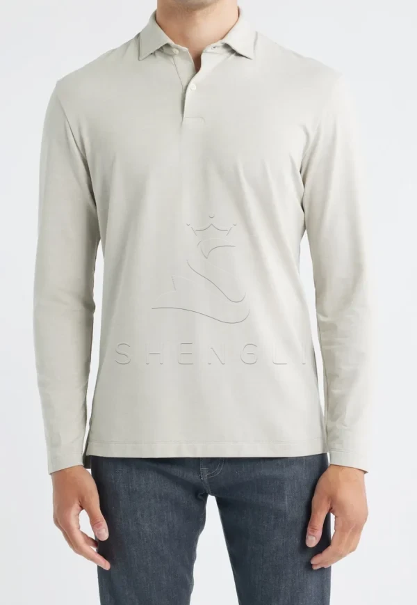 4092a728-da32-4092-ae71-58ad520c95ac Custom Otter Color Long Sleeve Polo Shirt | Premium Stretch Fabric | Corporate Casual Wear