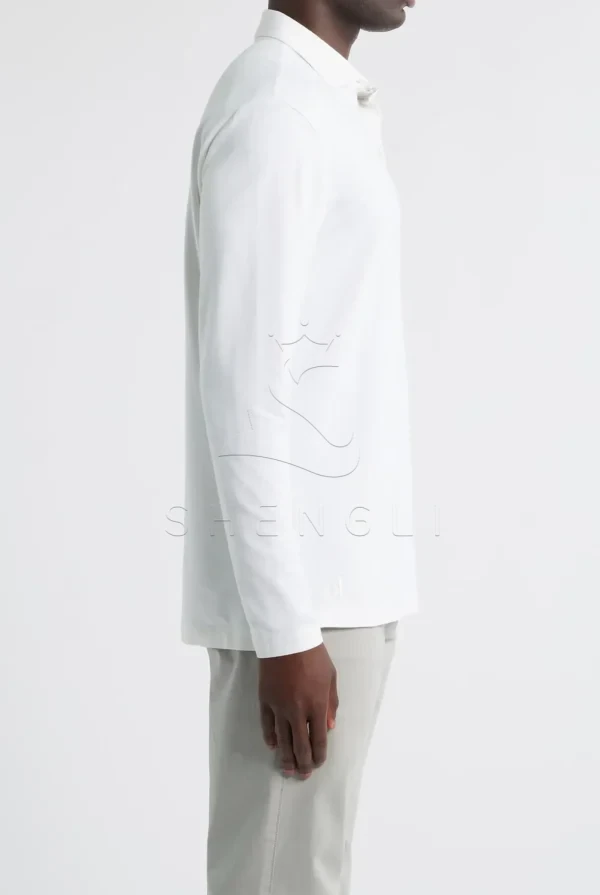 Custom White Long Sleeve Polo Shirt | Premium Performance Fabric | Corporate & Uniform Collection