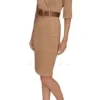 Custom Fawn Belted Sheath Dress | Professional Women's Work Dress | OEM Manufacturing