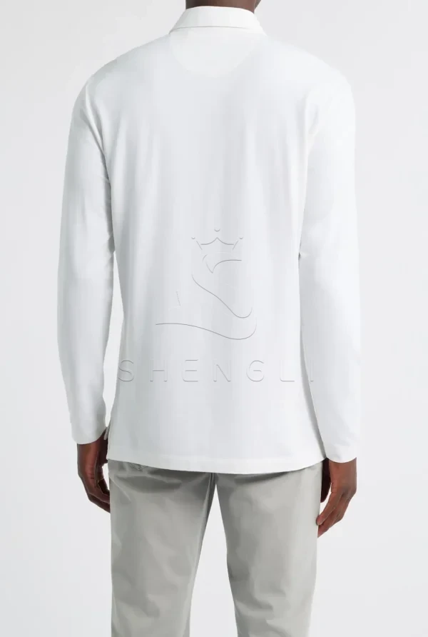 Custom White Long Sleeve Polo Shirt | Premium Performance Fabric | Corporate & Uniform Collection