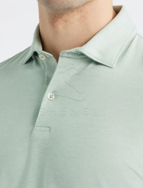 Meadow Green Idris Long Sleeve Polo Shirt | Premium Pima Cotton Blend | Custom OEM Service