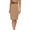 Custom Fawn Belted Sheath Dress | Professional Women's Work Dress | OEM Manufacturing