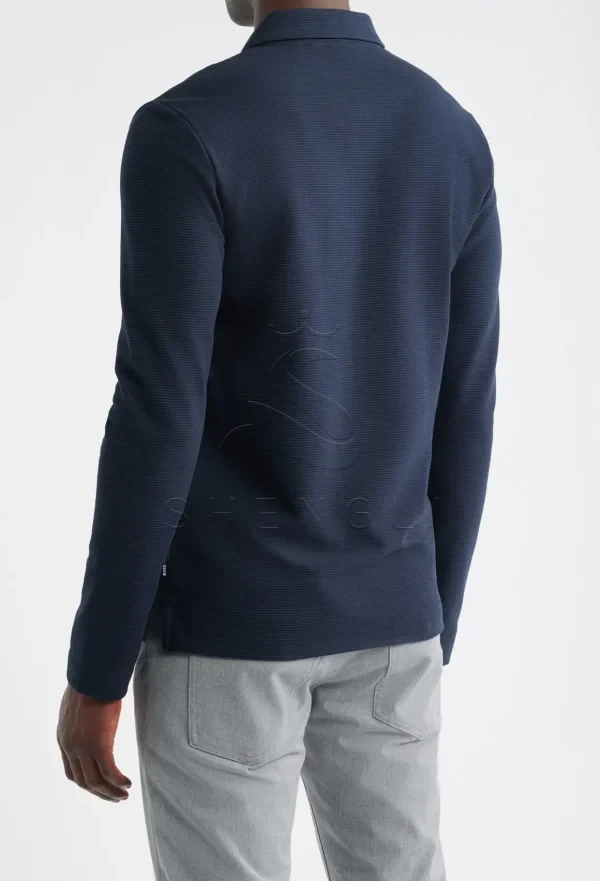 Dark Blue Long Sleeve Polo Shirt | Custom Corporate Polo | 100% Cotton Business Casual Wear