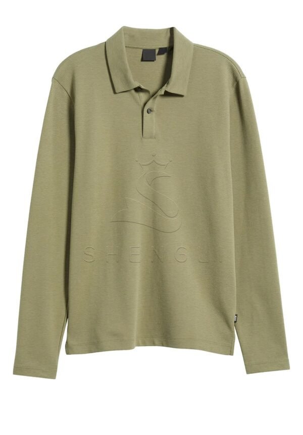 Custom Medium Green Long Sleeve Polo Shirt | 100% Cotton Slim Fit | OEM Embroidery Available