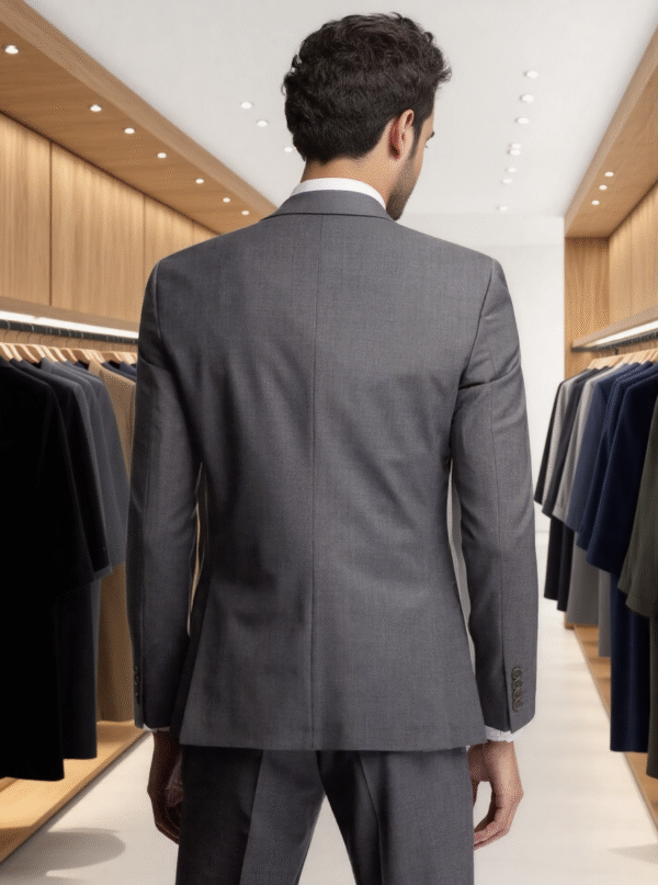 ComfyUI_00001_bsduy_1758179439 Custom Charcoal Panama Wool Blend Suit Jacket | Slim Fit Blazer for OEM Manufacturing