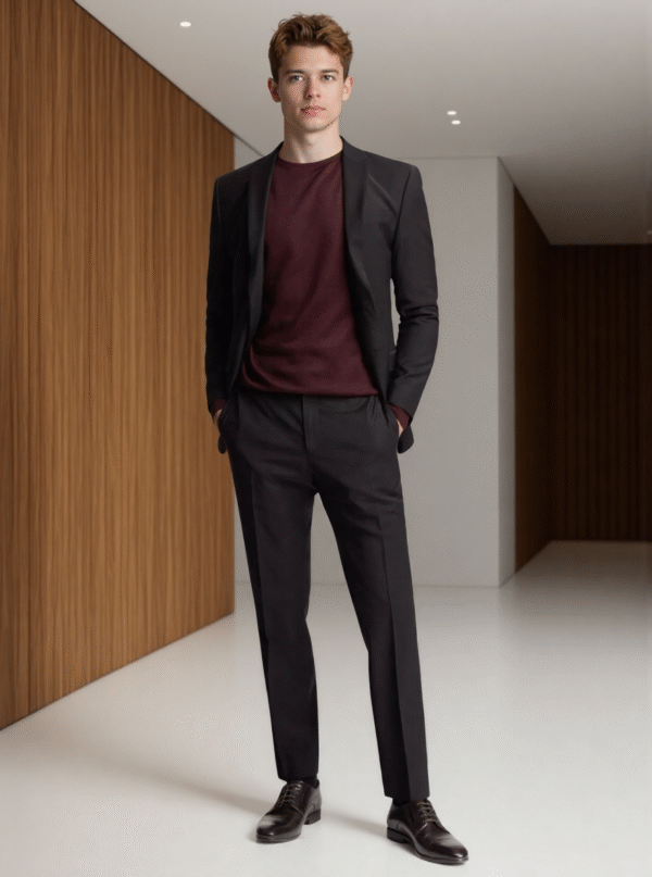 Performance Black Panama Wool Blend Suit Jacket | Custom OEM Manufacturing