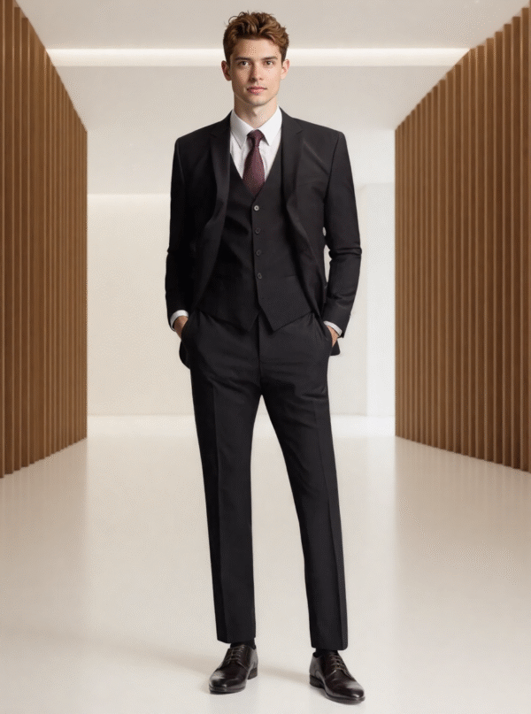 Performance Black Panama Wool Blend Suit Jacket | Custom OEM Manufacturing