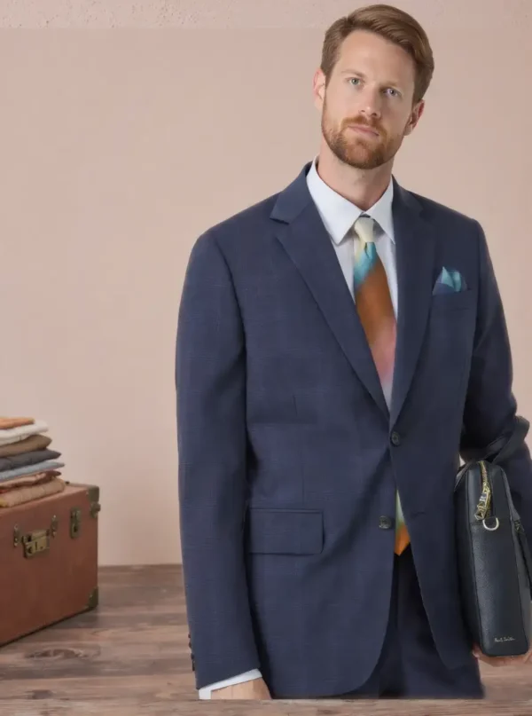 ComfyUI_00001_scrbs_1758089495 Custom Tailored Navy Check Wool Blend Suit Jacket for Men | OEM Manufacturing