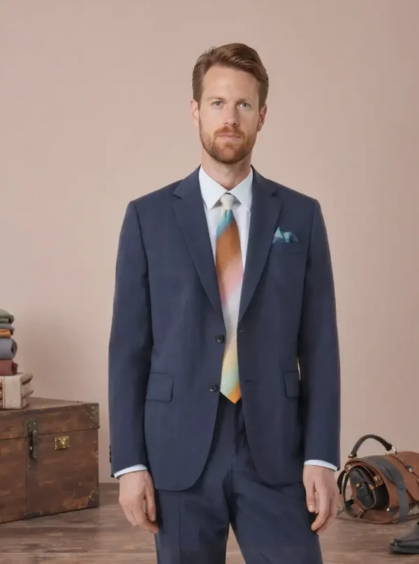 ComfyUI_00001_uvbso_1758089391 Custom Tailored Navy Check Wool Blend Suit Jacket for Men | OEM Manufacturing