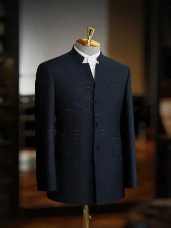 ComfyUI_00001_xfnhb_1759132068 Classic Zhongshan Suit Two-Piece Set | Retro Chinese Style Blazer & Trousers | Gold Button Design | Bulk OEM Manufacturing