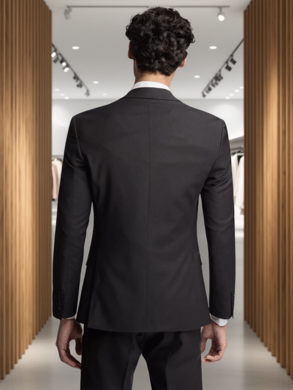 Performance Black Panama Wool Blend Suit Jacket | Custom OEM Manufacturing