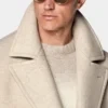 Custom Sand Color Wool Peacoat | Classic Double-Breasted OEM Coat | Bulk Manufacturing