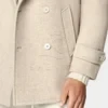 Custom Sand Color Wool Peacoat | Classic Double-Breasted OEM Coat | Bulk Manufacturing