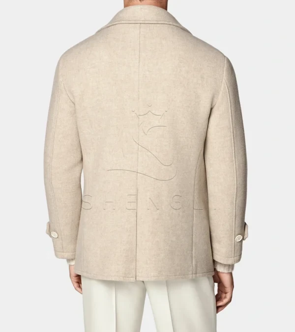 Custom Sand Color Wool Peacoat | Classic Double-Breasted OEM Coat | Bulk Manufacturing