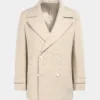 Custom Sand Color Wool Peacoat | Classic Double-Breasted OEM Coat | Bulk Manufacturing