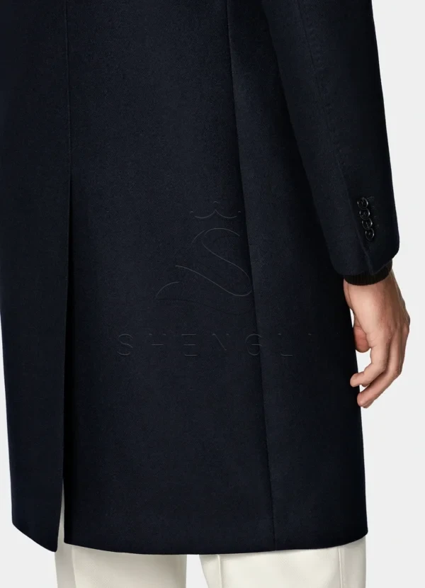 Navy Wool Cashmere Overcoat | Italian Fabric | Custom OEM Manufacturing for Business