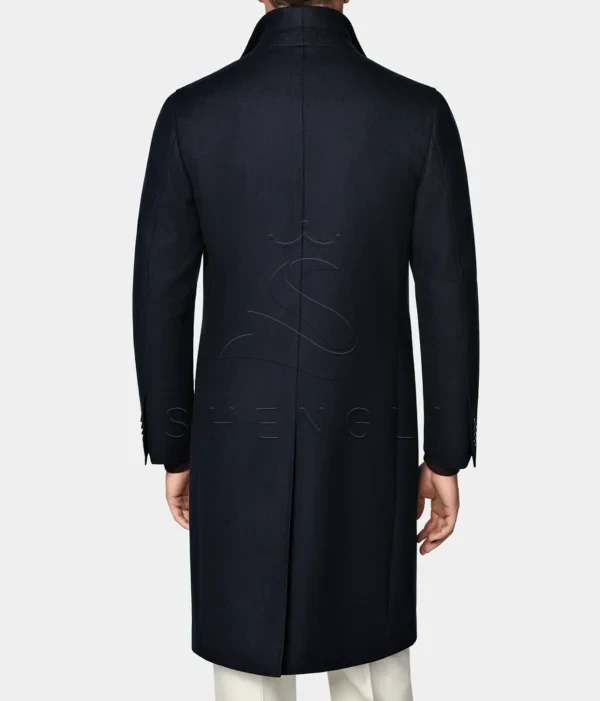 Navy Wool Cashmere Overcoat | Italian Fabric | Custom OEM Manufacturing for Business