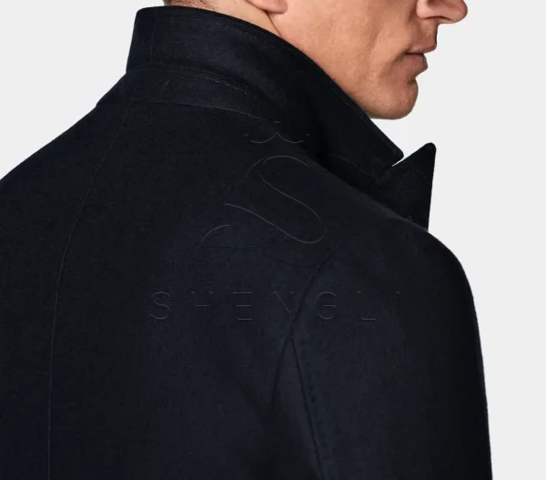 Navy Wool Cashmere Overcoat | Italian Fabric | Custom OEM Manufacturing for Business