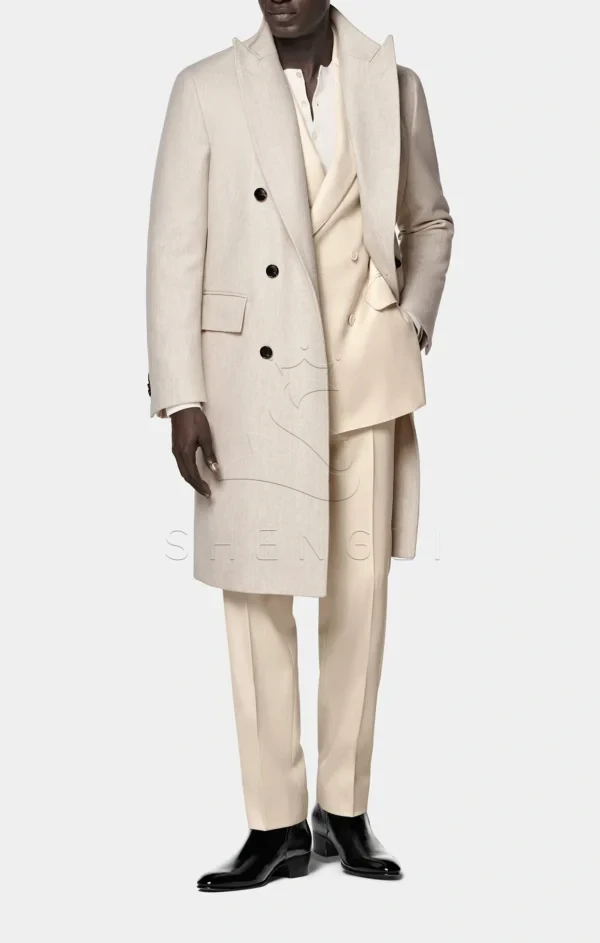 Custom Sand Wool Cashmere Overcoat | Premium Italian Fabric | OEM Manufacturing