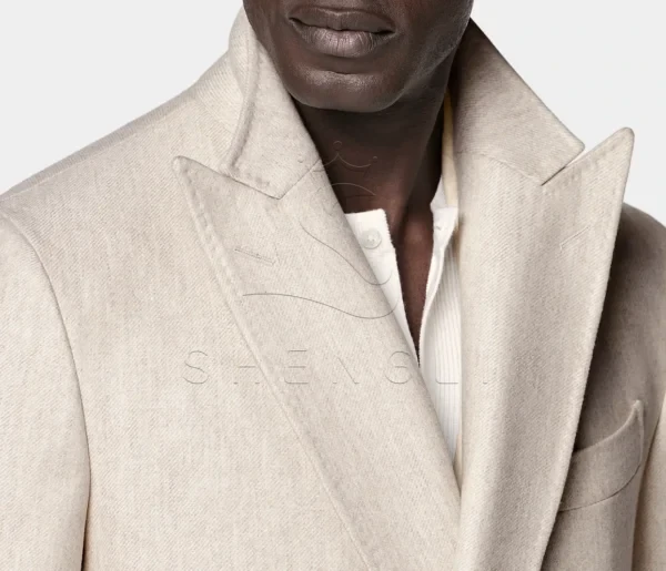 Custom Sand Wool Cashmere Overcoat | Premium Italian Fabric | OEM Manufacturing