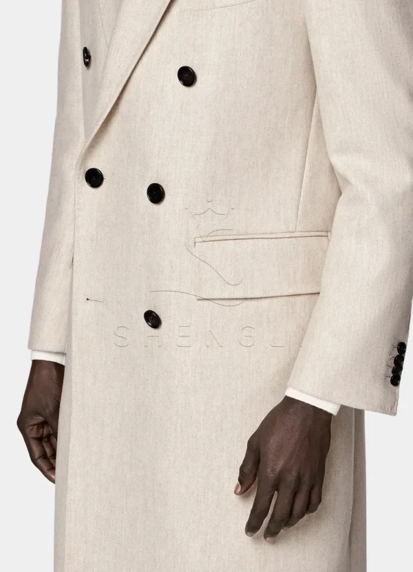 Custom Sand Wool Cashmere Overcoat | Premium Italian Fabric | OEM Manufacturing