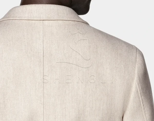 Custom Sand Wool Cashmere Overcoat | Premium Italian Fabric | OEM Manufacturing