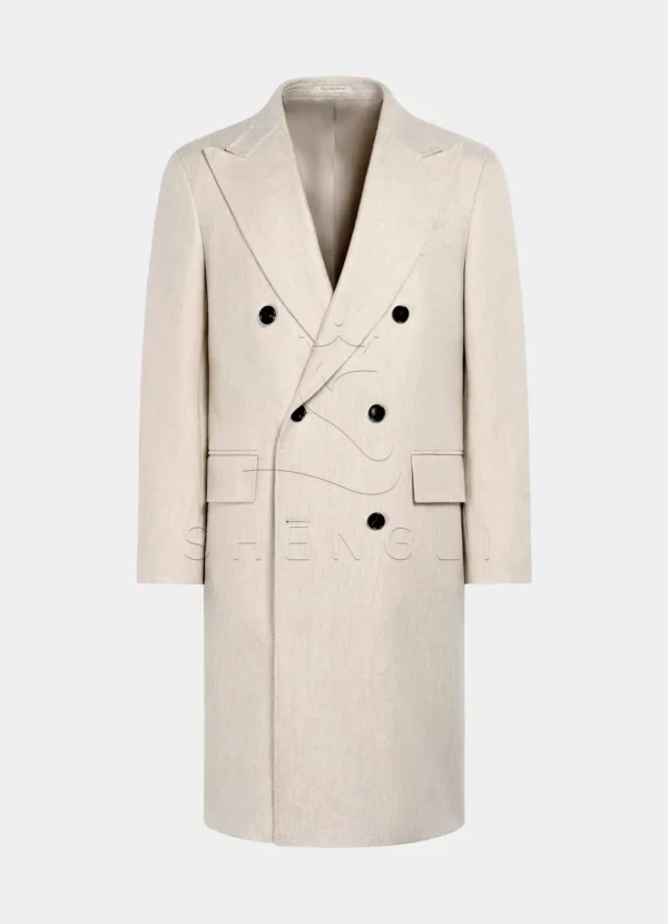 Custom Sand Wool Cashmere Overcoat | Premium Italian Fabric | OEM Manufacturing