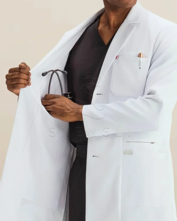 MEDICLO_Men_LabCoat_1453_5cfa4897-272d-4eb5-93a1-0bb61808e921__2_cleanup Eco-Friendly Lab Coat for Professionals | Recycled Polyester with Multiple Pockets | Custom OEM Manufacturing