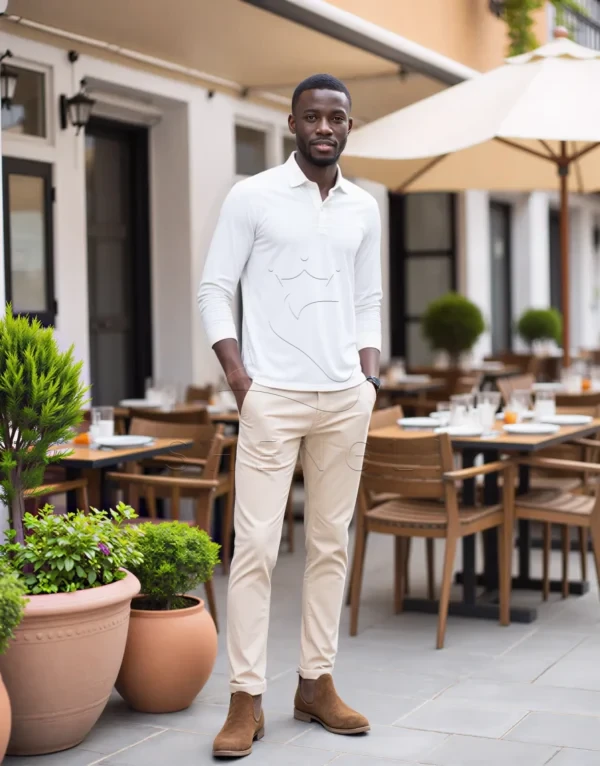 Custom White Long Sleeve Polo Shirt | Premium Performance Fabric | Corporate & Uniform Collection