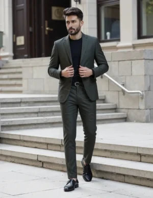 Name_flux_00001_kyfld_1758701845 Dark Grey Milano Suit | Tailored Fit Pure Wool Business Suit | Custom OEM Manufacturing