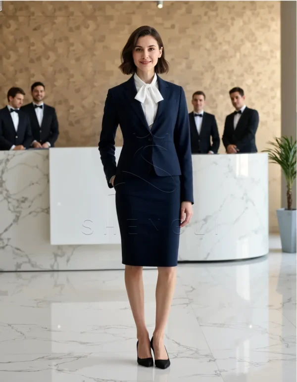 Name_flux_00001_nccoi_1759046135 Women's Triacetate Formal Suit Jacket | Elegant Hotel & Restaurant Uniform | Custom OEM Service