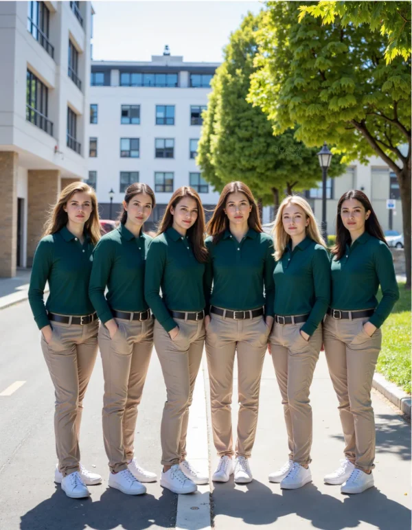 Cotton Regular Fit Long Sleeve Pique Polo Shirt, Forest