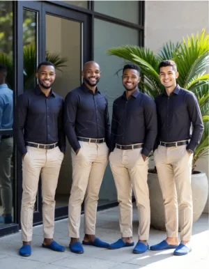 Name_flux_00001_pcdtk_1758462750 Custom Black Performance Dress Shirt | Trim Fit Moisture-Wicking Fabric | Bulk OEM Orders