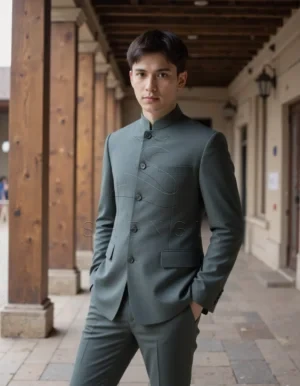 Modern Chinese Mao Suit | Mandarin Collar Blazer & Trousers Set | Custom OEM Service Available
