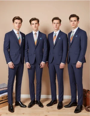 Name_flux_00001_pkdpg_1758290544 Custom Tailored Navy Check Wool Blend Suit Jacket for Men | OEM Manufacturing