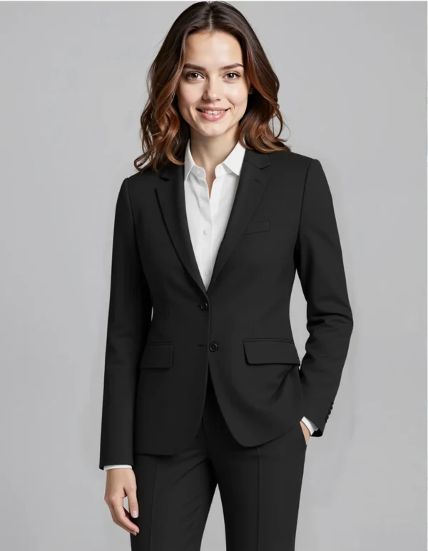 Custom Women's Black Executive Suit | Super 120s Merino Wool | OEM Tailoring