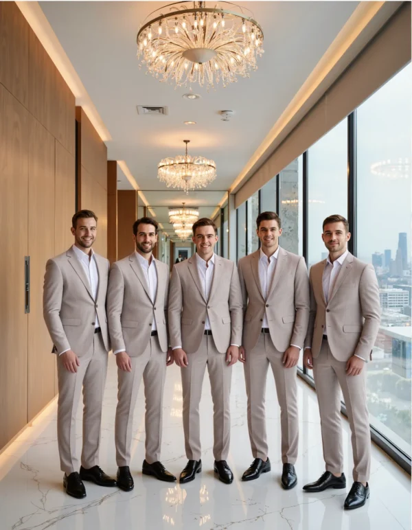 Beige Linen Slim Fit Suit Jacket - Lightweight, Tailored for a Sleek Silhouette