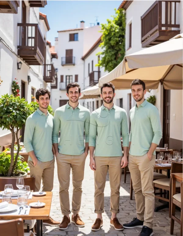 Meadow Green Idris Long Sleeve Polo Shirt | Premium Pima Cotton Blend | Custom OEM Service